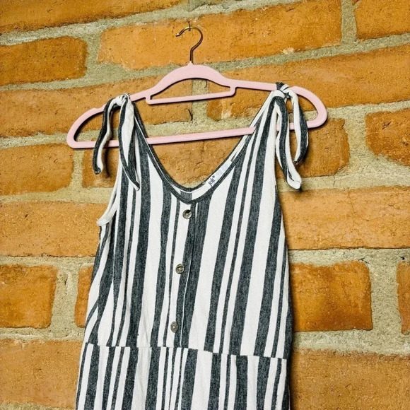 Jolt Striped Jumpsuit w/ Adjustable Tie Straps size SMALL - Picture 3 of 7